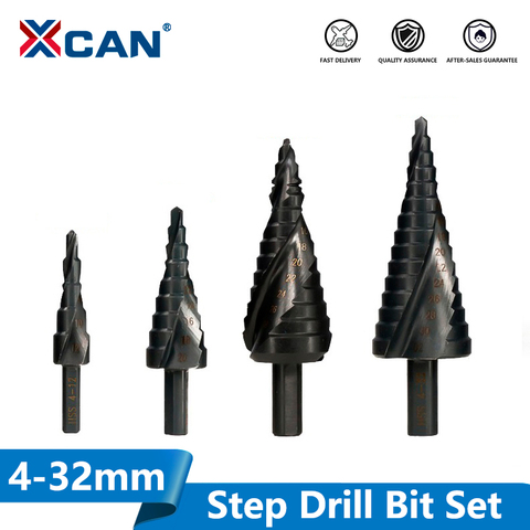 XCAN 4-12/20/32mm 6-30mm HSS Cobalt Step Cone Drill Bit Nitride Coated Wood/Metal Hole Cutter Drill Spiral Groove Step Drill Bit ► Photo 1/6