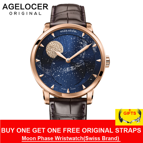 AGELOCER Switzerland Designer Moon Phase Luxury Watch Top Brand Mens Automatic Sapphire Watches Mechanical Power Reserve 6404D2 ► Photo 1/6