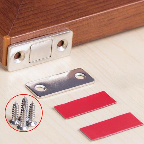 2Pcs Punch Free Stainless Steel Magnetic Cabinet Door Latch Protective Stopper ► Photo 1/6