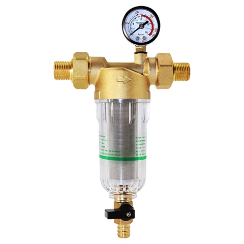 Water Pre Filter System 2/5 Inch&1 Inch Brass Mesh Prefilter Purifier W/ Reducer Adapter&Gauge ► Photo 1/6