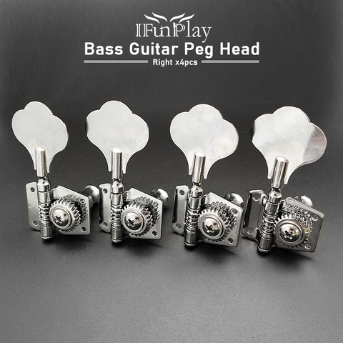4pcs High Quality Silver Bass Tuning Pegs Tuner 4R Open Type Machine Head for Electric Jazz Bass Parts Accessories ► Photo 1/6