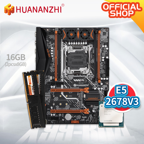 HUANANZHI X99 BD4 X99 Motherboard with Intel XEON E5 2678 v3 with 2*8G DDR4 NON-ECC memory combo kit set NVME NGFF SATA USB 3.0 ► Photo 1/5