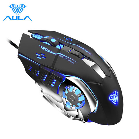 AULA S20 Wired Gaming Mouse Marco USB Optical Mouse Programmable 2400 DPI Backlight LED Ergonomic Mice for Computer PC Laptop ► Photo 1/6