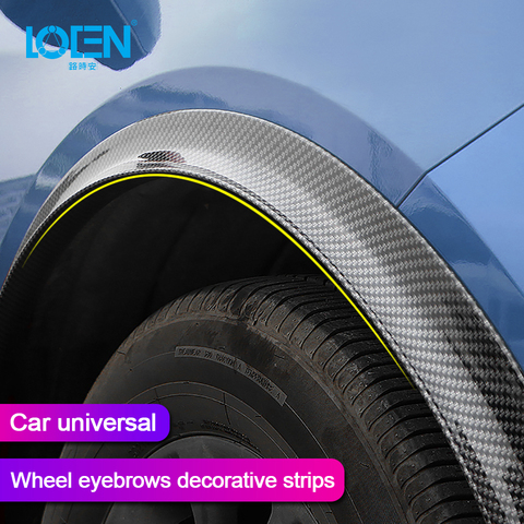 1.5m Car Fender Flares Universal Rubber Wheel Eyebrow Sticker  Anti-collision Trim Seal Strip Arch Protection Carbon Fiber Black