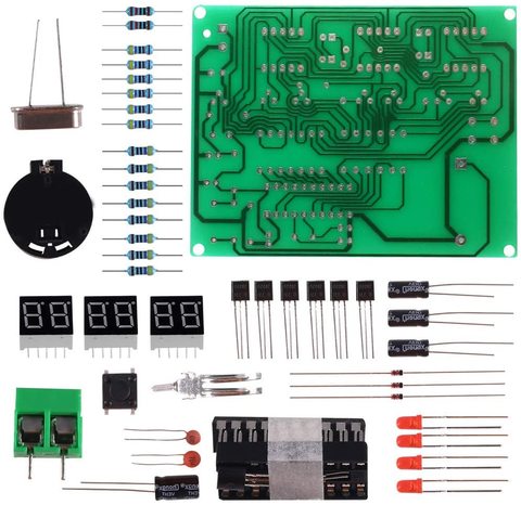 Digital LED Electronic Clock DIY Kits PCB Soldering Practice Learning Board AT89C2051 and Components DC 9V - 12V ► Photo 1/6