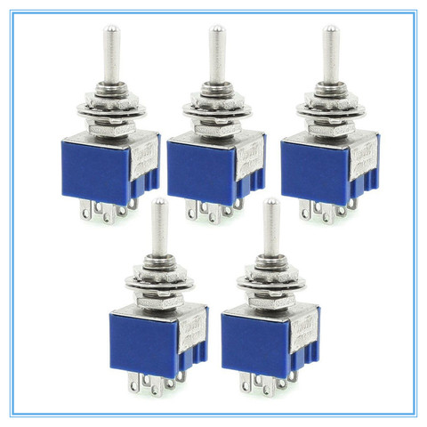 5 Pcs ON-OFF-ON 6-Terminals Double Pole Dual Throw Toggle Switch 6A 125V AC ► Photo 1/3