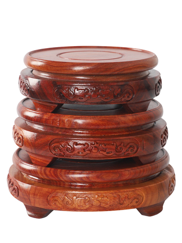 6.5-11.5cm Diameter Red Sandalwood Double Dragon Vase Carved Dragon Stone Buddha Incense Flowerpot Wood Carving Teapot Base ► Photo 1/6