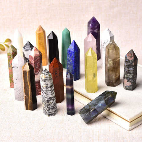 30 Color Natural Stones Crystal Point Wand Amethyst Rose Quartz Healing Stone Energy Ore Mineral Crafts Home Decoration 1PC ► Photo 1/6