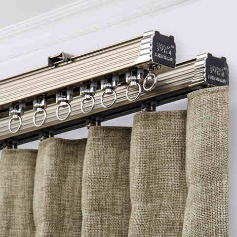 Three Colors Ivory Champagne Teak Grain Straight Track  Thickly Aluminum Alloy Silence Curtain Rod Tracks Curtain Accessories ► Photo 1/6