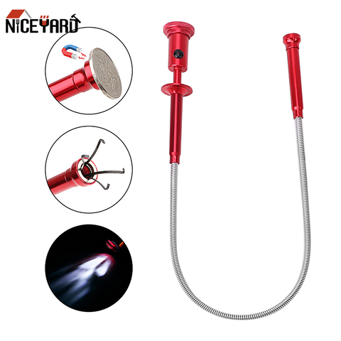 NICEYARD Sewer Cleaning Pickup Tools Long Spring Grip Magnet + 4 Claw + LED Light Magnetic Flexible Pick Up Tool ► Photo 1/6