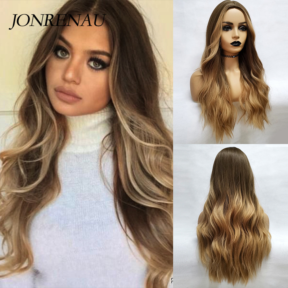 JONRENAU Long Synthetic Natural Wave Brown to Golden Blonde Ombre Hair Wig  Daily Wear Wigs for White /Black women - Price history & Review |  AliExpress Seller - Allbell Magique Store 