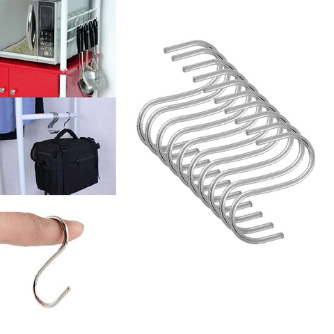 304 Stainless Steel S Shaped Hanger Hook Kitchen Bathroom Clothing Hanger Hooks Railing Clasp Holder Hooks Hanging 1 PCS ► Photo 1/6