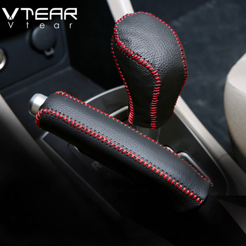 Vtear For Kia Rio 3/Rio 4 Gear Shift Collars Handbrake Grips Interior car-Styling hand brake cover Hand-stitched accessoris part ► Photo 1/6
