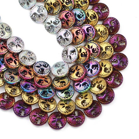 JHNBY Life Tree Colors Vacuum Plating Round Hematite 12mm 20pcs Natural Stone Spacer Loose Beads For Jewelry Making Diy Bracelet ► Photo 1/6