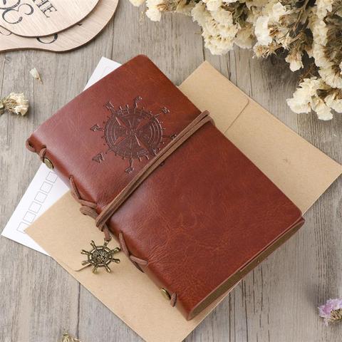 Vintage Leather Cover Notebook Blank Diary Retro Pirate Design Paper Note Book Replaceable Traveler Notepad Stationery Supplies ► Photo 1/6