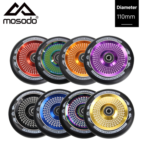 Mosodo 110mm Pro Stunt/Push/Kick Scooter Wheels with Bearings Aluminum Alloy Core Scooter Replacement Parts Accessories 2pcs/set ► Photo 1/6