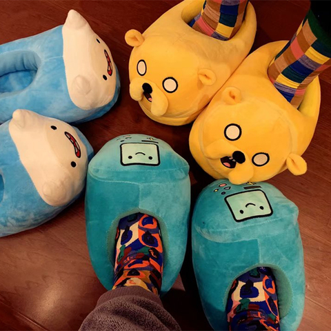 Women indoor Slippers Adventure Time Slippers Lovers Jake BMO Warm Woman Slippers Finn Plush Shoes Home House Slippers Children ► Photo 1/6