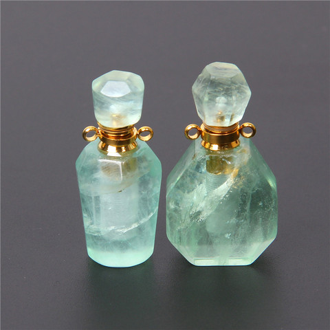 1pc Natural green Fluorite Charm quartz crystal healing stone necklace pendants reiki Essential Oil Diffuser bottle pendant gift ► Photo 1/6