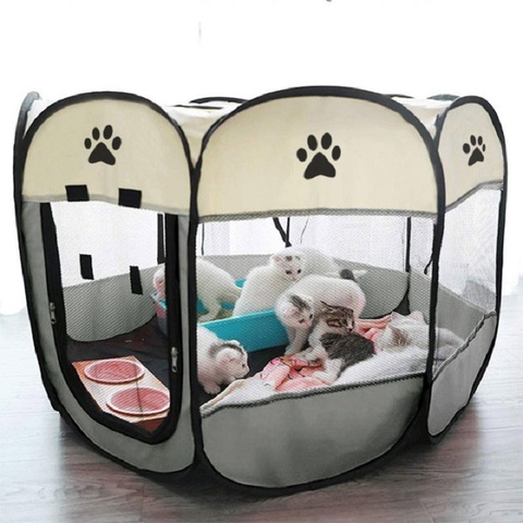 Portable Folding Pet Carrier Tent  Playpen Breathable Easy Operation Octagon Fence Outdoor Removable Puppy Kennel Bed For Cats ► Photo 1/6