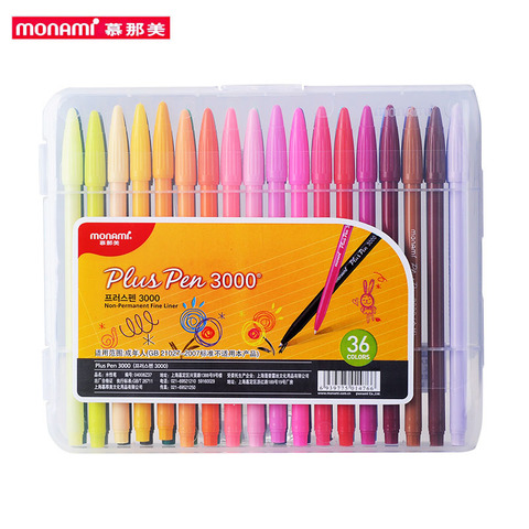 Monami Plus Pen 3000 Watercolor 12/24/36 Colors Gel Pen 0.3mm Fiber Tip for School, Gift, Writing, Drawing, Sketching ► Photo 1/6