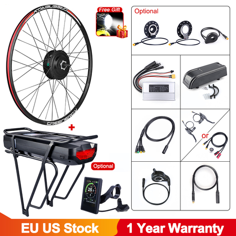 eBIKE Conversion Kit 20-29 inch 700C Electric Bicycle Conversion Kit 48V 500W Front Hub Motor Wheel w/ 17.5Ah Rear Rack Battery ► Photo 1/6