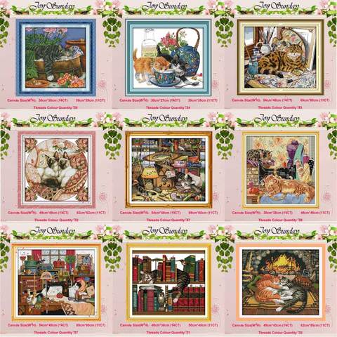 Sleeping curious cat Animals counted 11CT 14CT Cross Stitch Sets DIY Chinese Cross-stitch Kits Embroidery Needlework Home Decor ► Photo 1/6