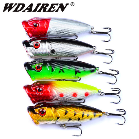 5Pcs Popper Wobbler Fishing lures Topwater Crankbait Artificial bait pesca carp pike With 6# hooks Fishing Lure set ► Photo 1/6