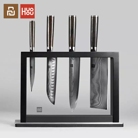 5Pcs Huohou Cool Black Kitchen Non-Stick Knife With knife holder