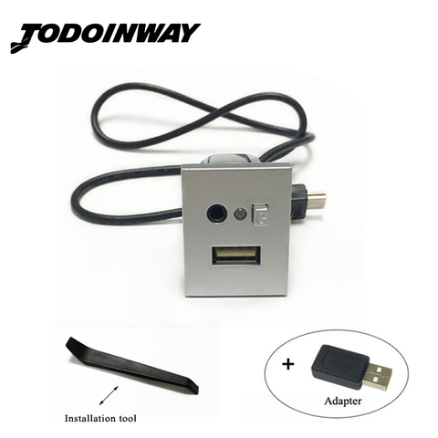 black & silver USB/AUX input adapter mini cable USB slot interface button accessories for ford focus 2 mk2 2009 2010 2011 ► Photo 1/5
