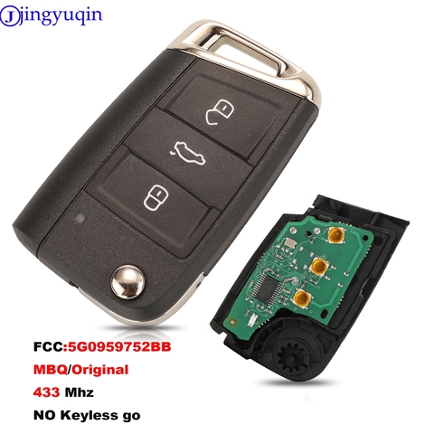 jingyuqin 433Mhz 3 Buttons Remote Car Key For VW Golf 7 MK7 Skoda Octavia A7 Seat 5G0959752BB MBQ Original No Keyless Go ► Photo 1/6