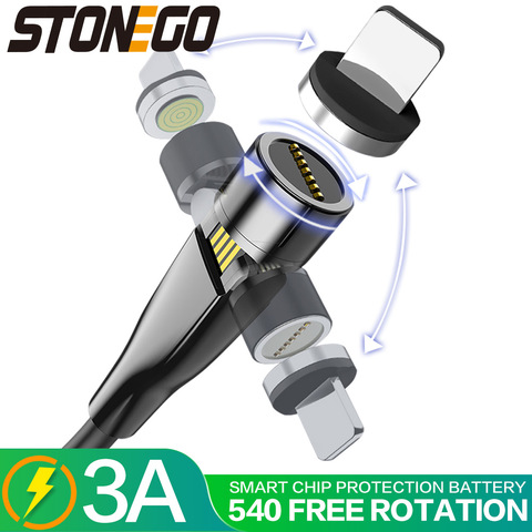 STONEGO 540° Rotating Charging Cable, 3A Magnetic USB Cables Fast Charging Data Sync Type-C / Micro USB Cable ► Photo 1/6