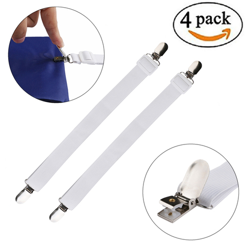 4pcs Adjustable Elastic Mattress Cover Corner Holder Clip Bed Sheet Fasteners Straps Grippers Suspender Cord Hook Loop Clasps 35 ► Photo 1/6