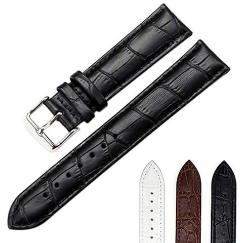 Watch Band Women Men Unisex Faux Leather Watch Strap Buckle Band Watch Belts Black Brown White 18mm 20mm 22mm Watchband ► Photo 1/6