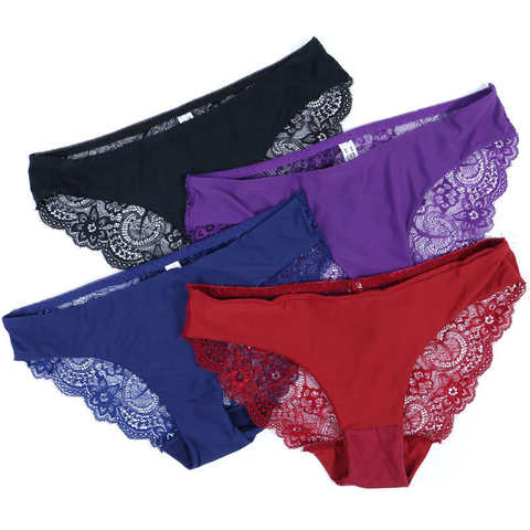 Sexy Women's Seamless Underwear Lace Lingerie Knickers Ice Silk