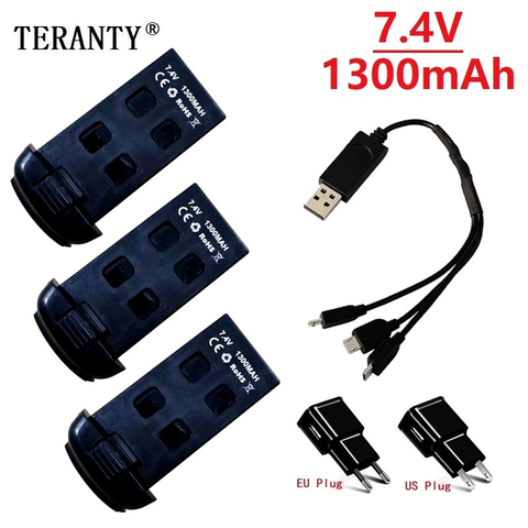 TERANTY 7.4V 1300mAh Lipo Battery and 3 in1 charger For S166 S167 RC Drone Spare Parts for S167 RC Drone Rechargeable Battery ► Photo 1/5