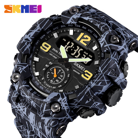 SKMEI Shockproof Digital Men Watch Dual Movement 3 Time Sport Wristwatch Mens Waterproof Electronic Watches montre homme 1637 ► Photo 1/6