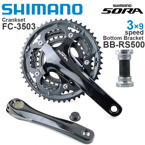 SHIMANO SORA 3500 3x9v Groupset FC-3503 Crankset 50-39-30T 165, 170, 175mm BB-RS500 Bottom Bracket Road bicycle Original parts ► Photo 1/3