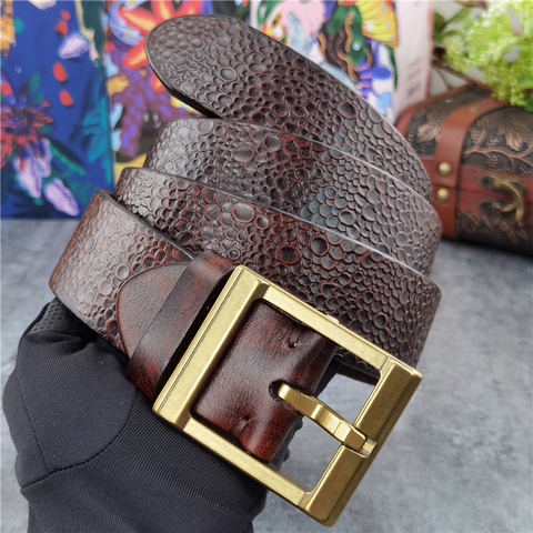 Luxury Super Thick Men Belt Genuine Leather Designer Belt Retro Men Leather Belt Ceinture Brass Belt Buckle Men's Belt MBT0128 ► Photo 1/6