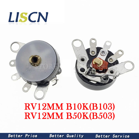 10Pcs Flat foot with switch 50K 10K RV12MM B503 B50K B103 B10K Potentiometer Radio potentiometer amplifier ► Photo 1/1