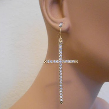 Personality Exaggeration Large Cross Earrings Gothic Style Punk Hip Hop Rhinestone Dangle Earrings Jewelry for Women ► Photo 1/3