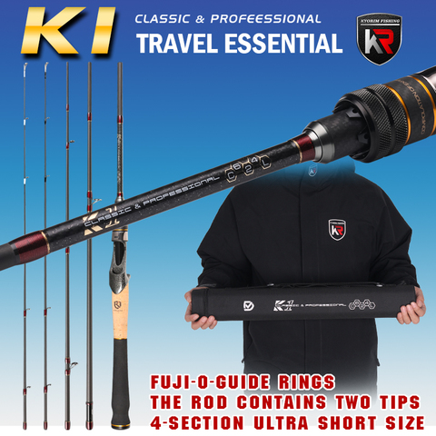 KYORIM K1 Travel Fsihing Rod 1.87m Japan FUJI O Guide Reel Seat X-Cross Carbon Spin Cast Lure Fishing Rod TWO TIPS 4 SECTION L/L ► Photo 1/1