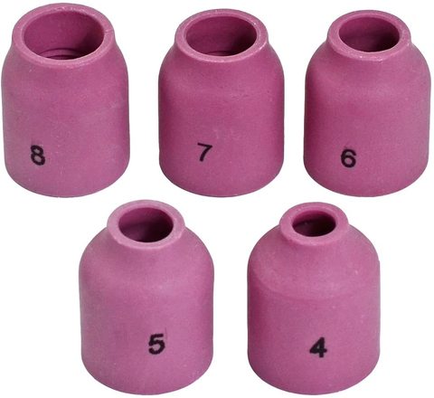 TIG Gas Lens Alumina Nozzle Ceramic Cup Kit 53N58#4 53N59#5 53N60#6 53N61#7 53N61S #8 Fit DB SR TIG Welding Torch 5pcs ► Photo 1/6