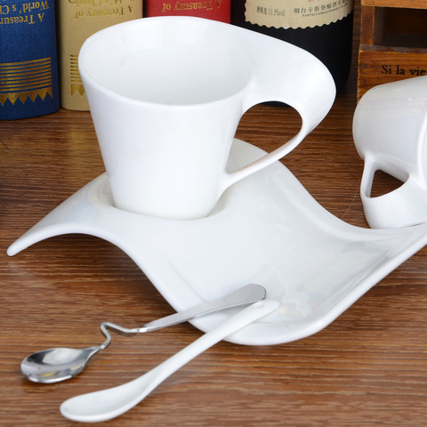 Creative wavy ceramic elegant coffee cup and fancy European small saucers set 200ml coffee cup  WJ111230 ► Photo 1/5