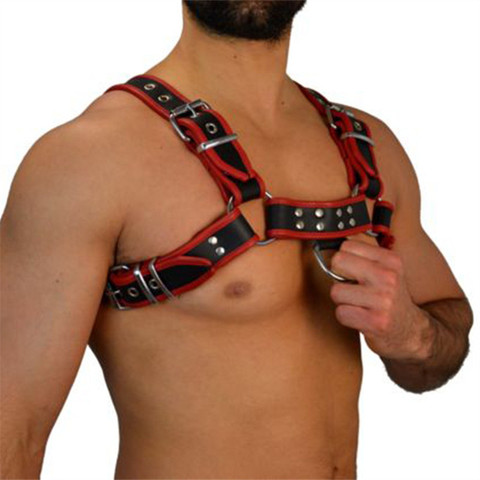Fetish Gay BDSM Leather Chest Harness Men Adjustable Sexual Body Bondage Cage Harness Belts Rave Gay Clothing for Adult Sex ► Photo 1/6