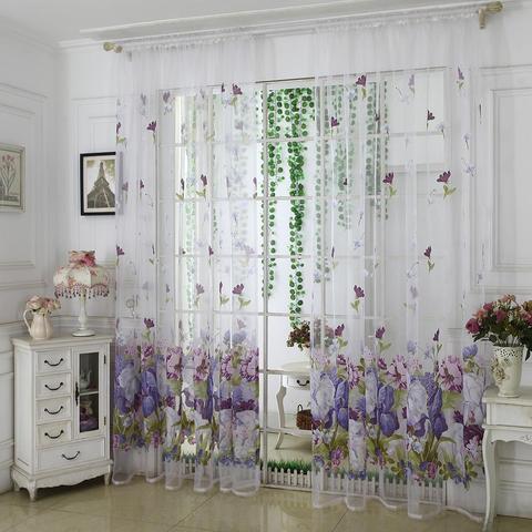 Peony Flower Home Bedroom Tulle Voile Door Window Curtain Drape Panel Valance ► Photo 1/6