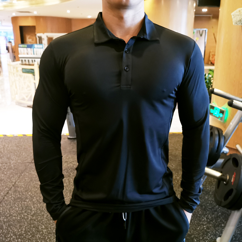 Mens Gym Athletic Compression T-shirts Workout Long Sleeve Spandex Tops
