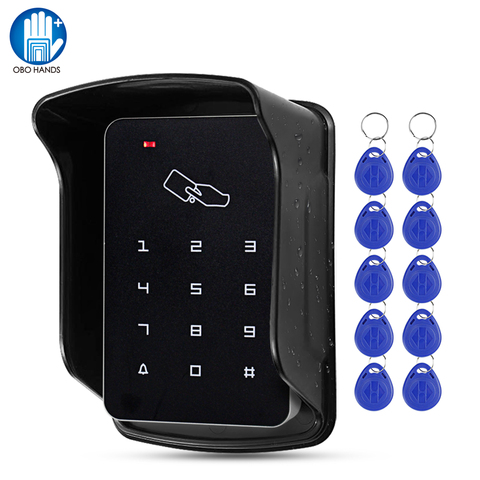 Upgraded RFID Access Control Keypad Waterproof Outdoor Cover 125KHz Card Reader 10pcs EM4100 Keyfobs for Door Lock System Kit ► Photo 1/6