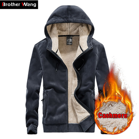 2022 Winter Men's Warm Hooded Sweatshirt Fashion Casual Thicken Cardigan Sweatshirts Male Coat Brand Plus Size  5XL 6XL 7XL 8XL ► Photo 1/6