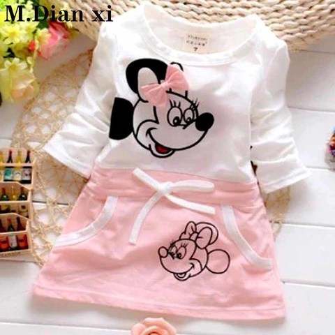 2022 New Hot Fashion Cute Minnie Stitching Dress Pure cotton Long Sleeve  Female Baby Cartoon Print Mini Knee - Price history & Review | AliExpress  Seller - Midian Children's wear 