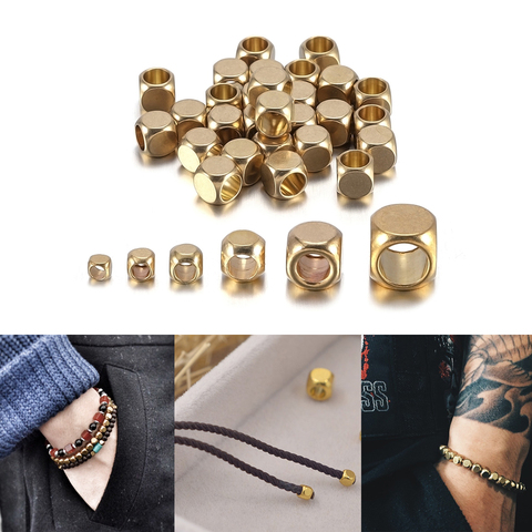 30-100pcs Cube Square Shape 2.5mm-6mm Solid Brass Nepal Beads Square Beads  Loose Spacer Beads for Jewelry Making Findings ► Photo 1/6